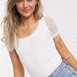 ASOS River Island Mesh Scoop Neck T-Shirt White